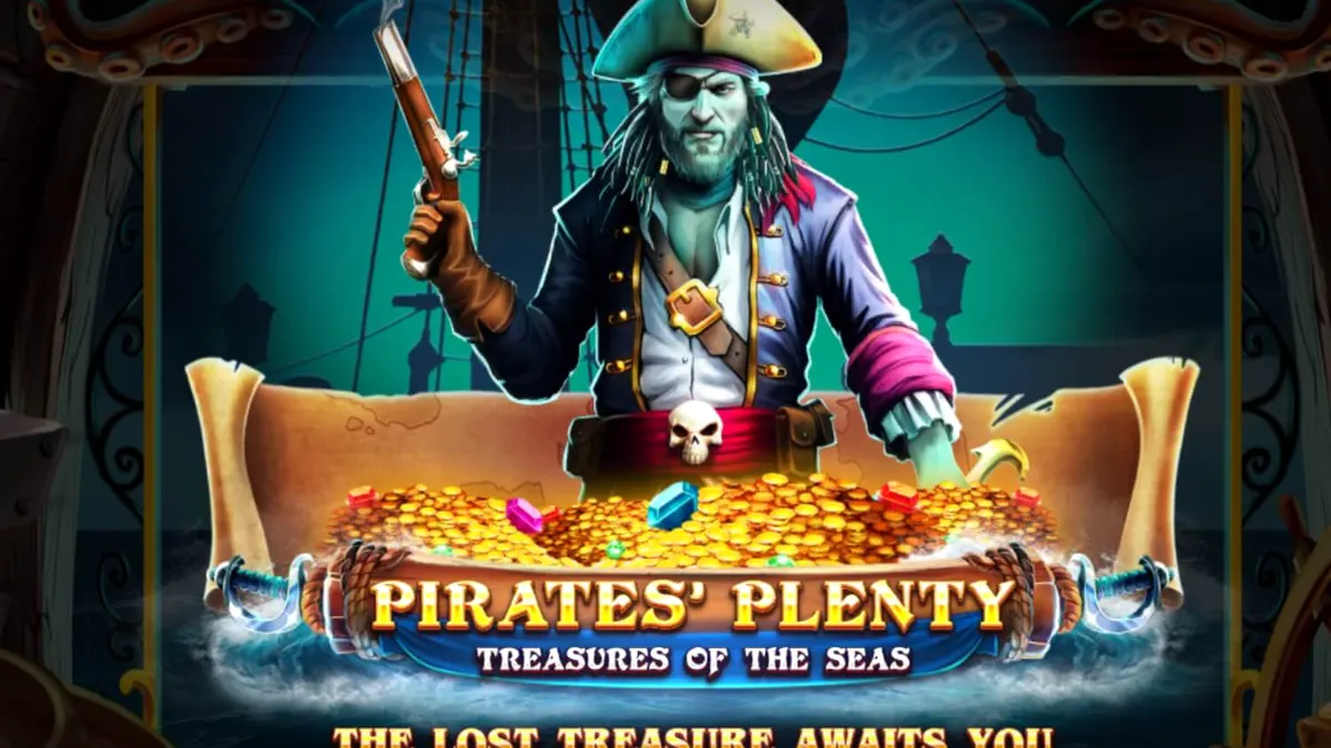 Tampilan visual slot Pirates’ Plenty: Treasures of the Seas dengan tema bajak laut