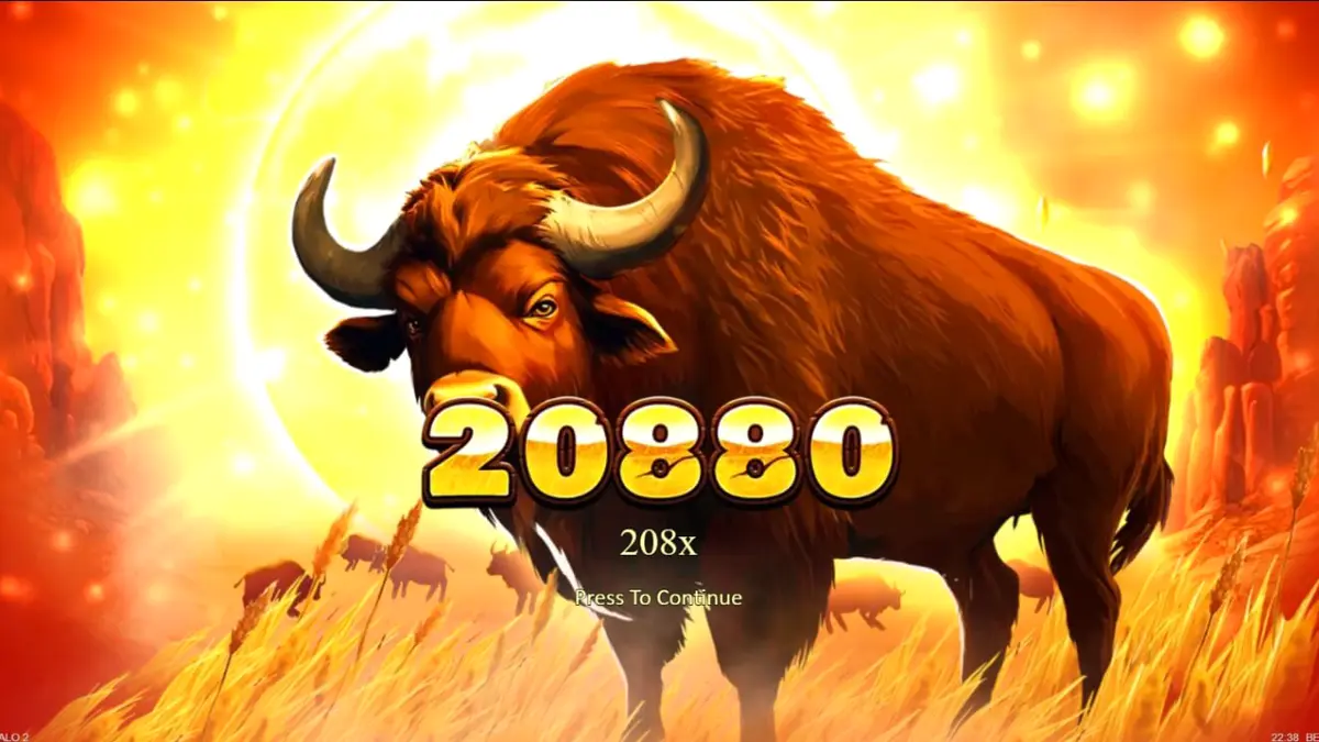 Tampilan visual slot Big Wild Buffalo 2 dengan latar belakang pemandangan alam liar Amerika